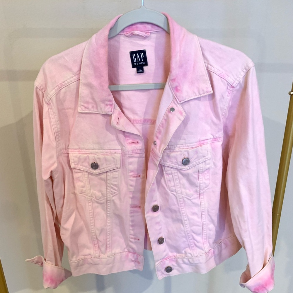GAP PINK MINERAL WASH DENIM JACKET